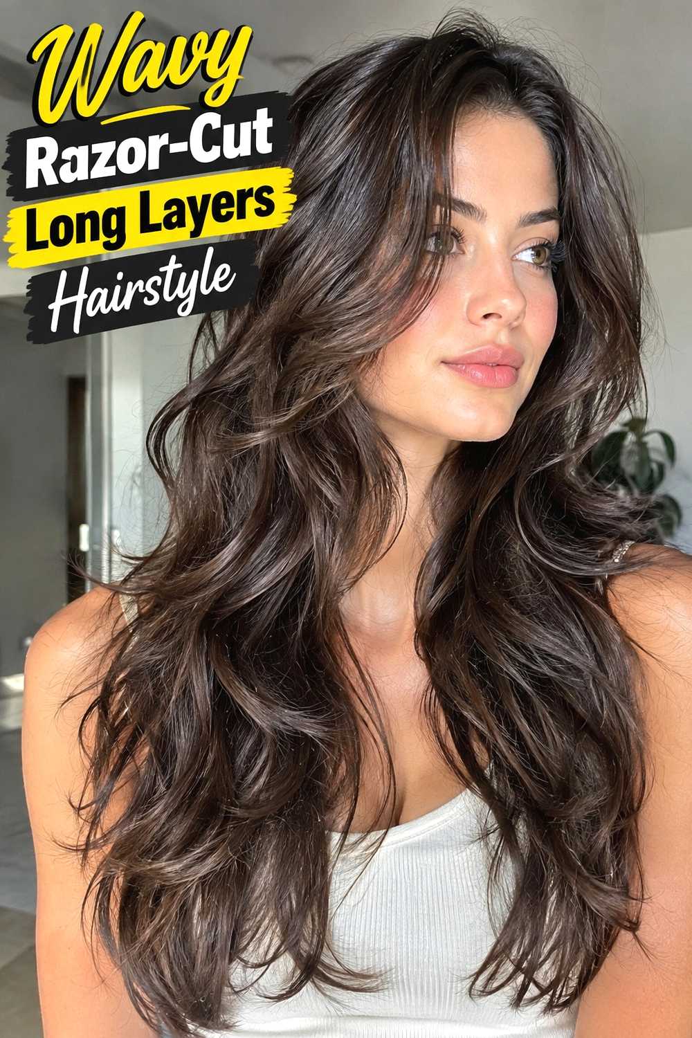 3. Wavy Razor Cut Long Layers Hairstyle