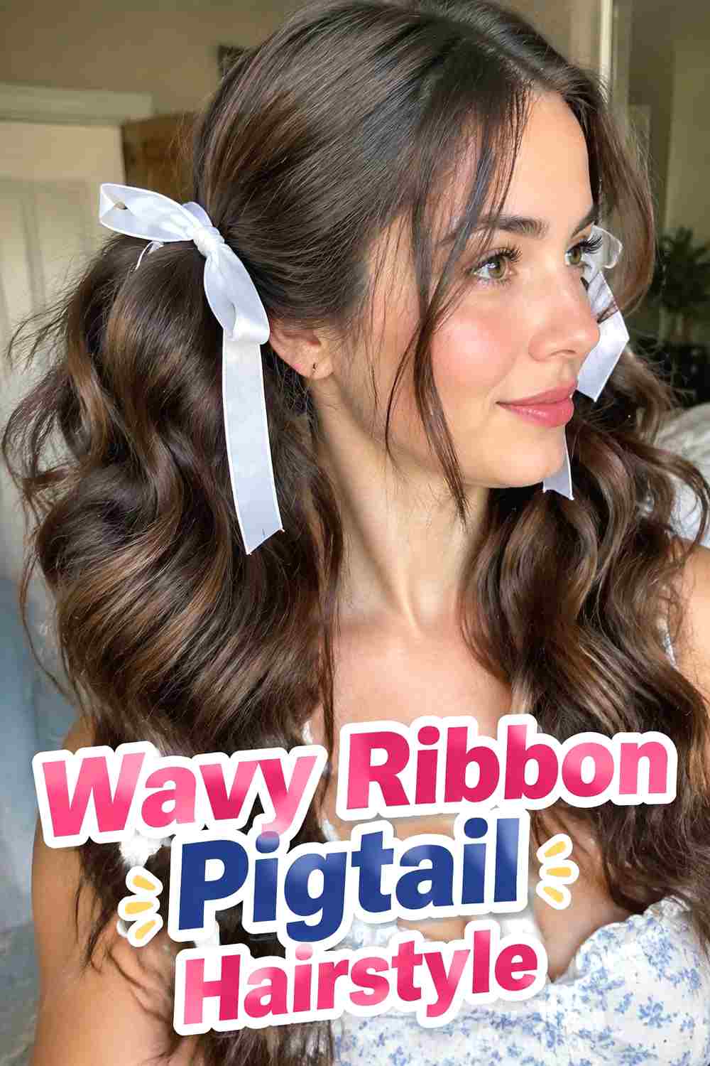 7. Wavy Ribbon Pigtail Hairstyle