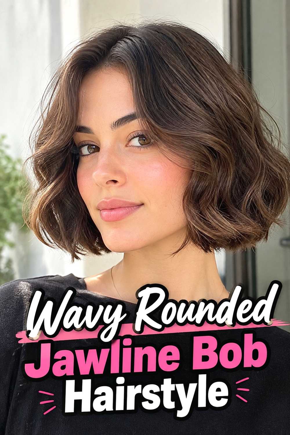 3. Wavy Rounded Jawline Bob Hairstyle