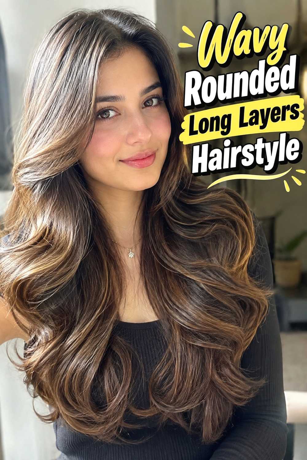 5. Wavy Rounded Long Layers Hairstyle