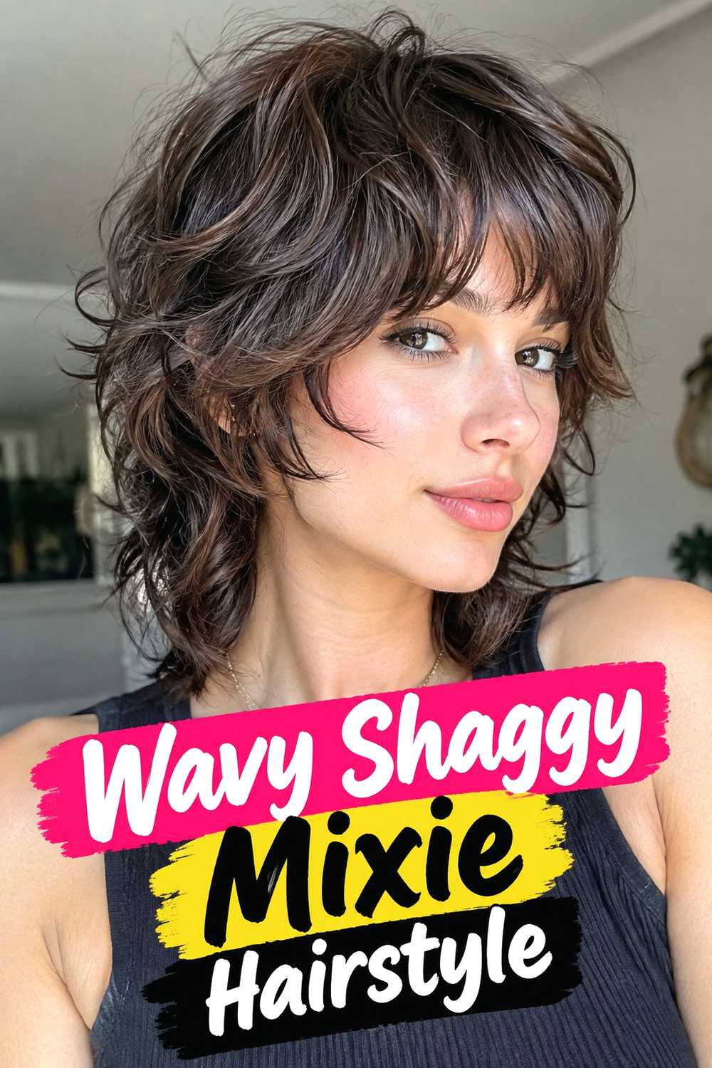 4. Wavy Shaggy Mixie Hairstyle
