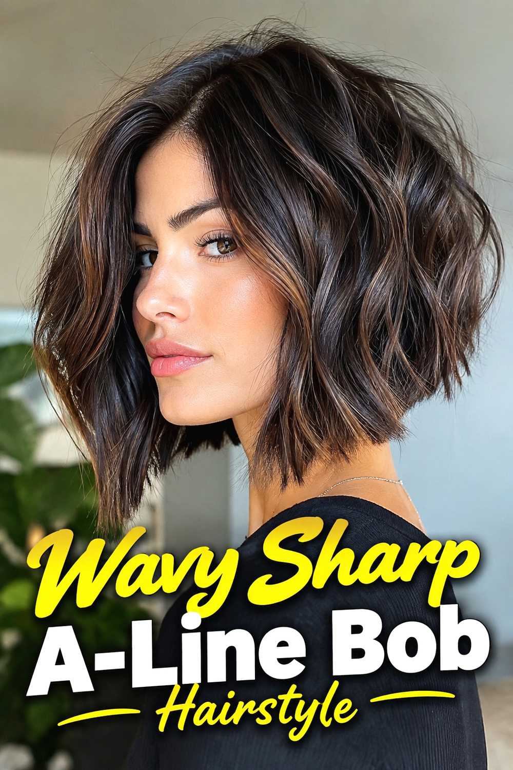 11. Wavy Sharp A Line Bob Hairstyle