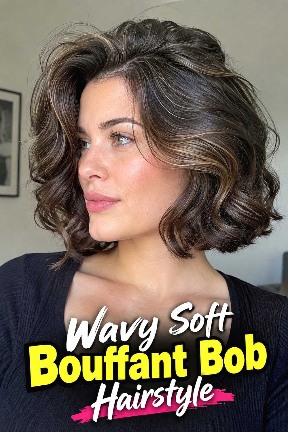 10. Wavy Soft Bouffant Bob Hairstyle