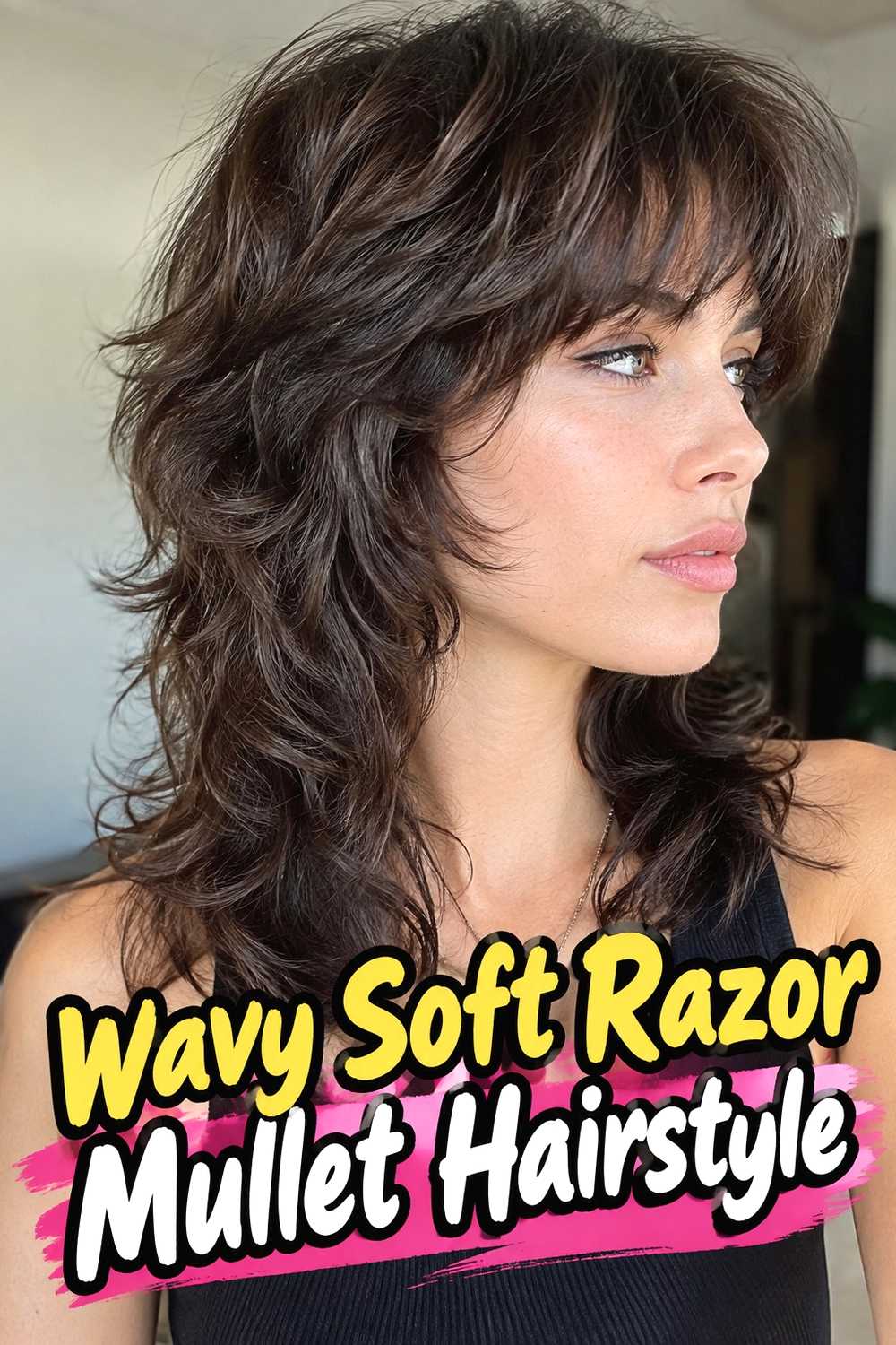 2. Wavy Soft Razor Mullet Hairstyle