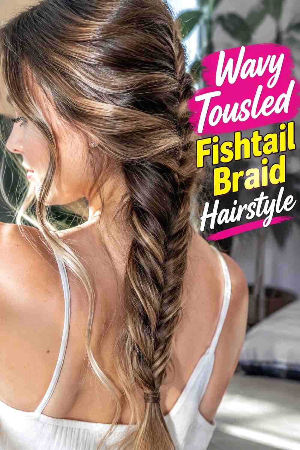 15. Wavy Tousled Fishtail Braid Hairstyle