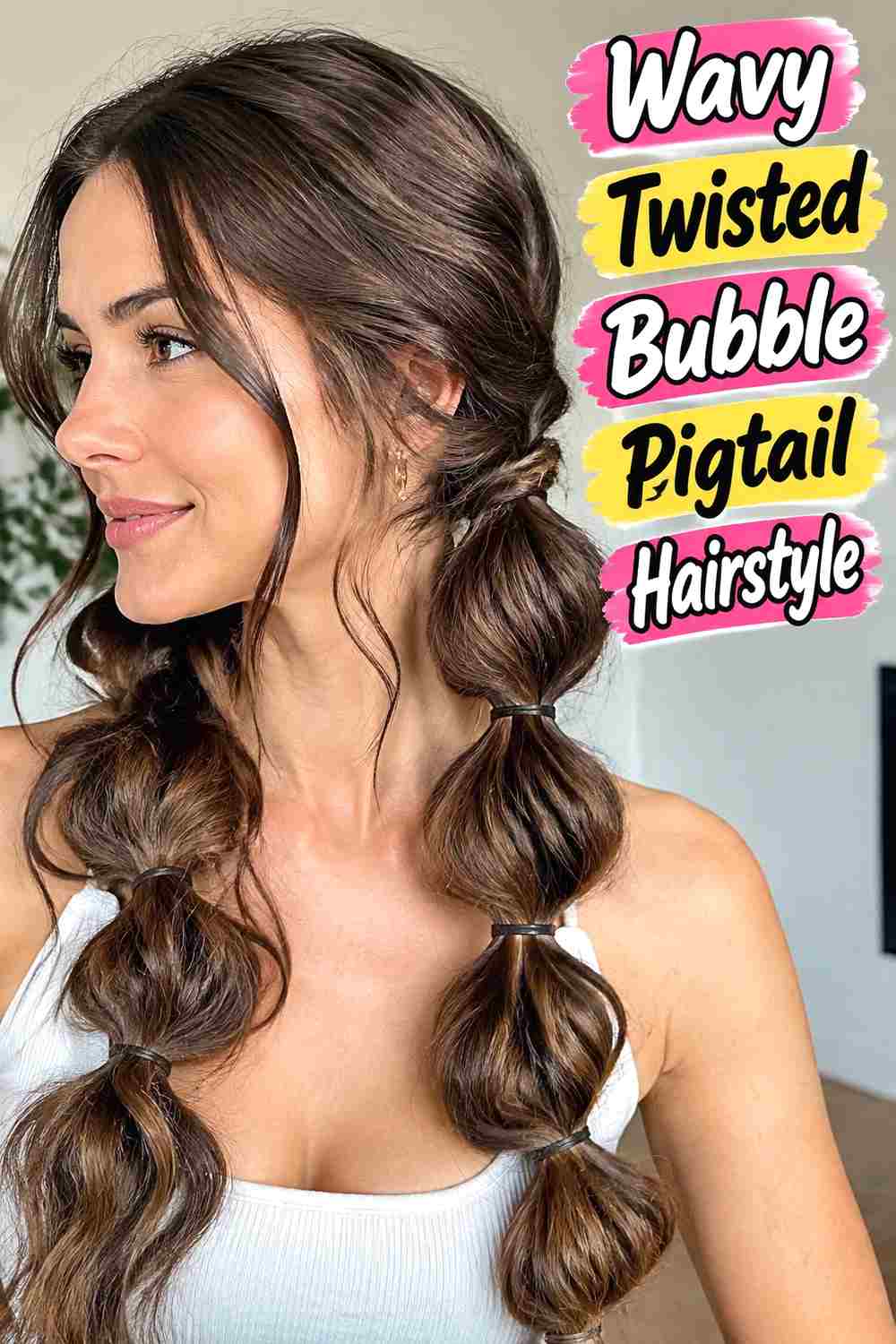 10. Wavy Twisted Bubble Pigtail Hairstyle