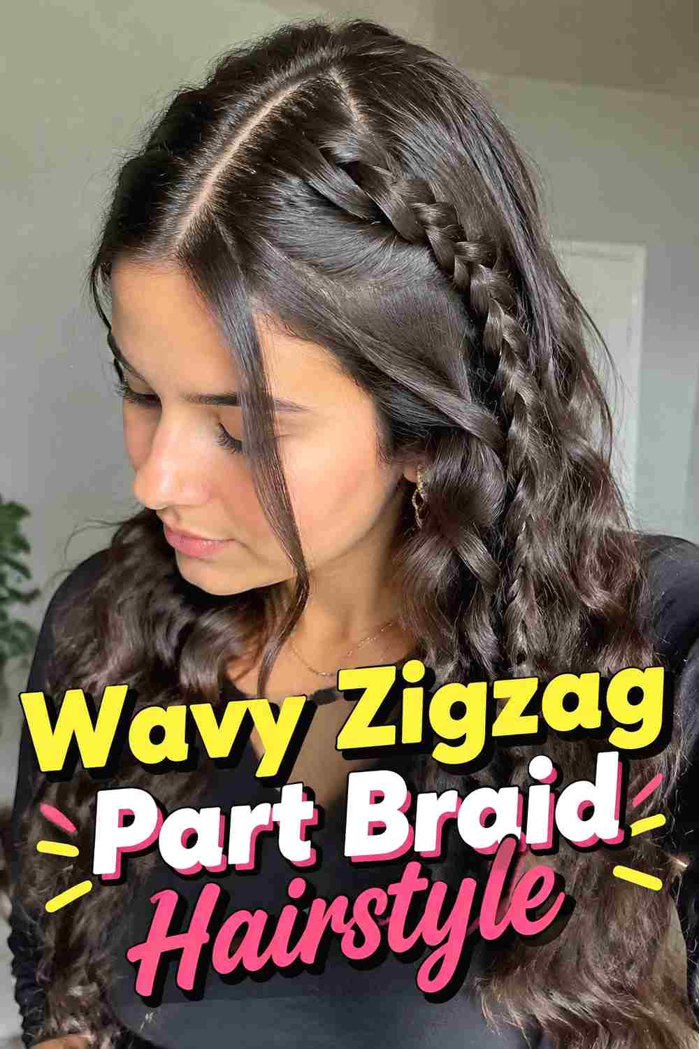 12. Wavy Zigzag Part Braid Hairstyle