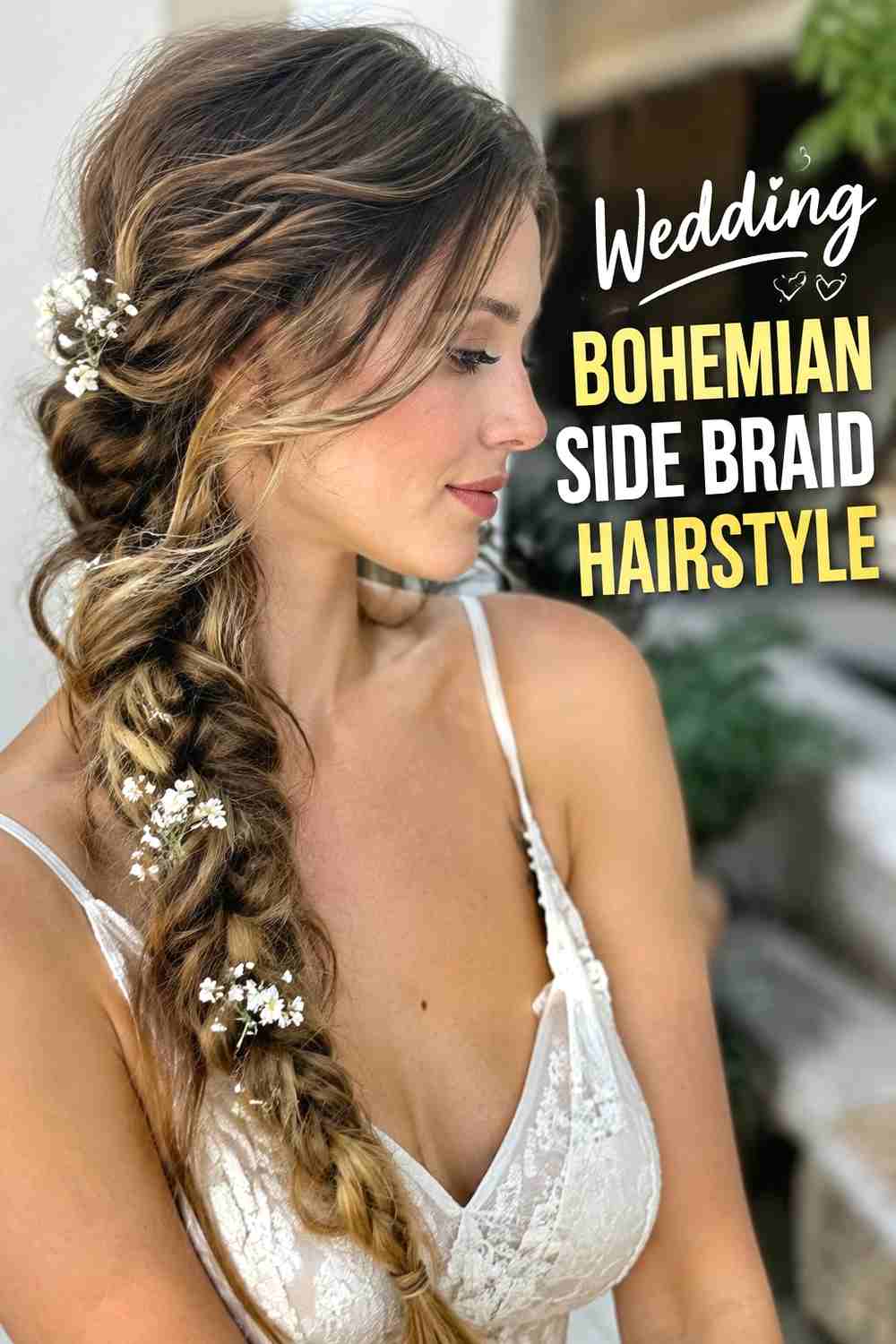 14. Wedding Bohemian Side Braid Hairstyle