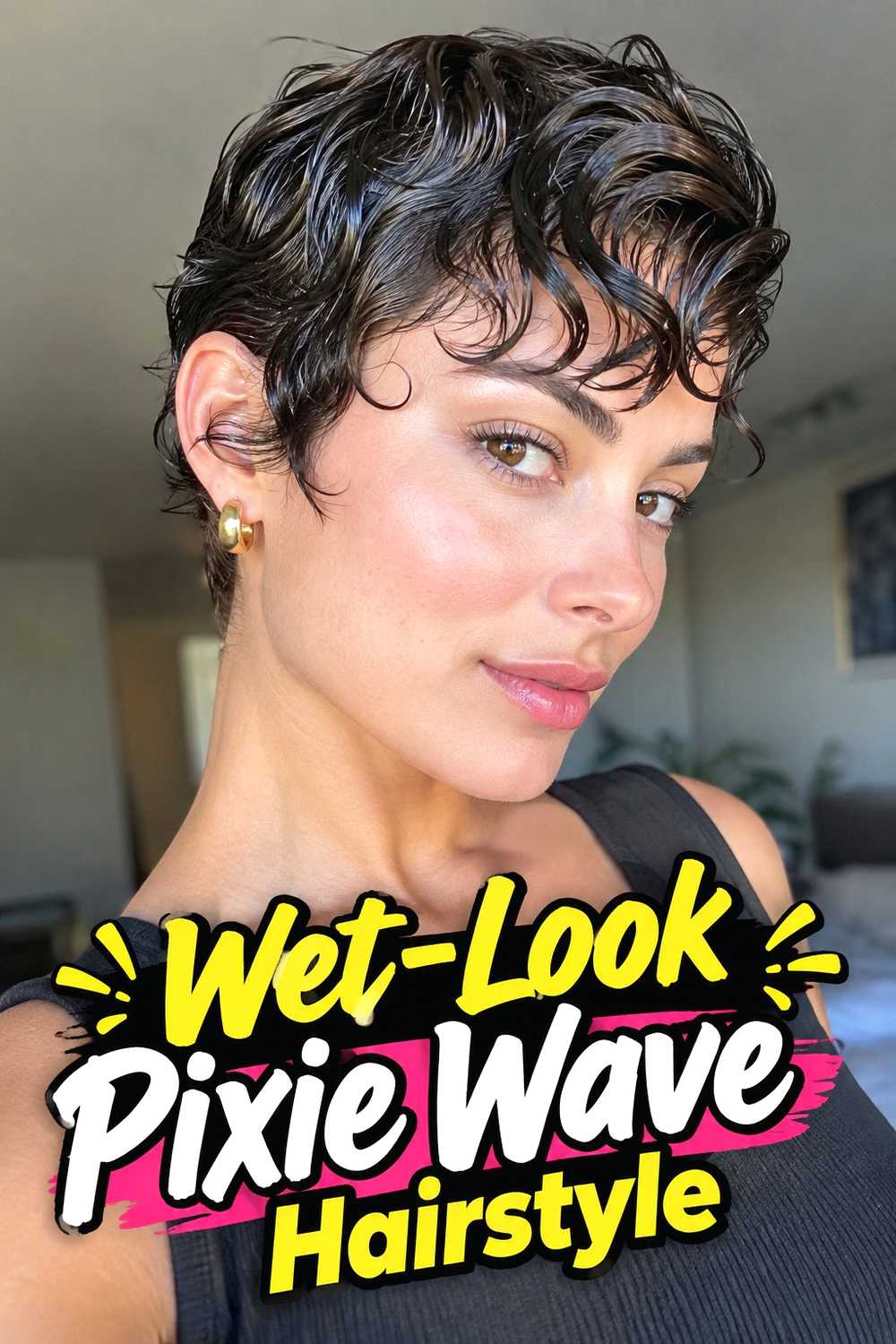6. Wet Look Pixie Wave Hairstyle