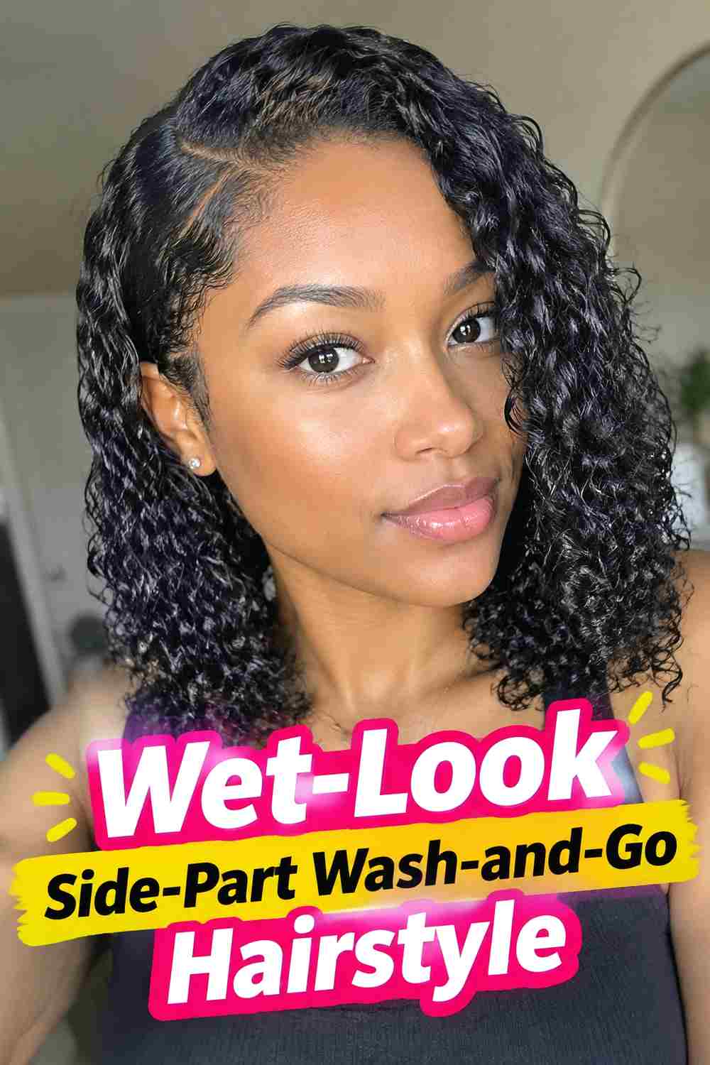 11. Wet Look Side Part Wash And Go Hairstyle