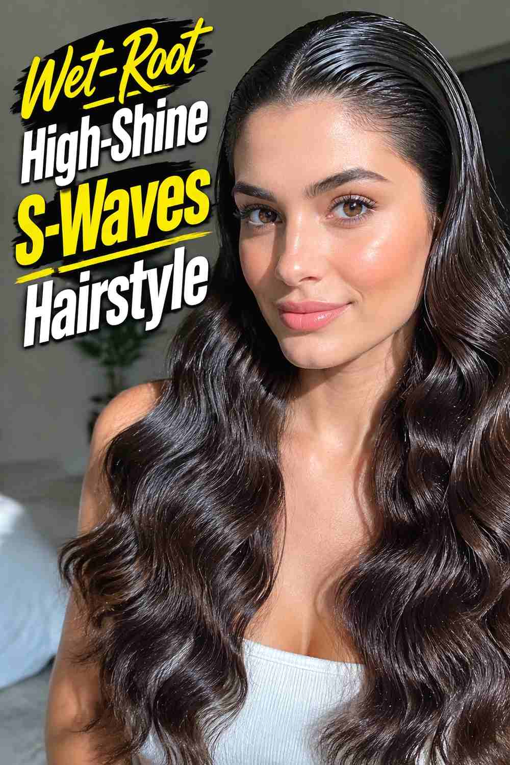 8. Wet Root High Shine S Waves Hairstyle