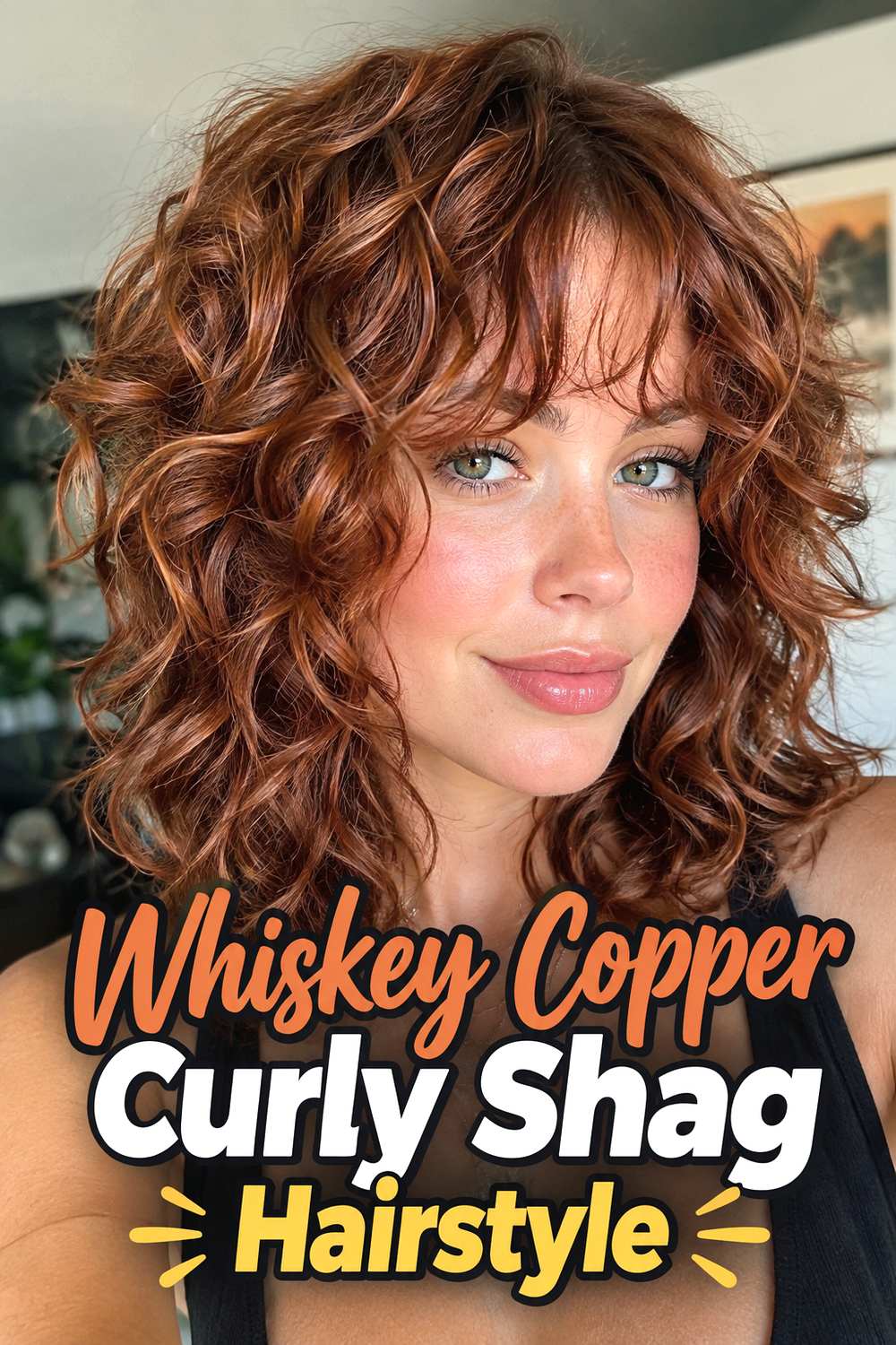 5. Whiskey Copper Curly Shag Hairstyle