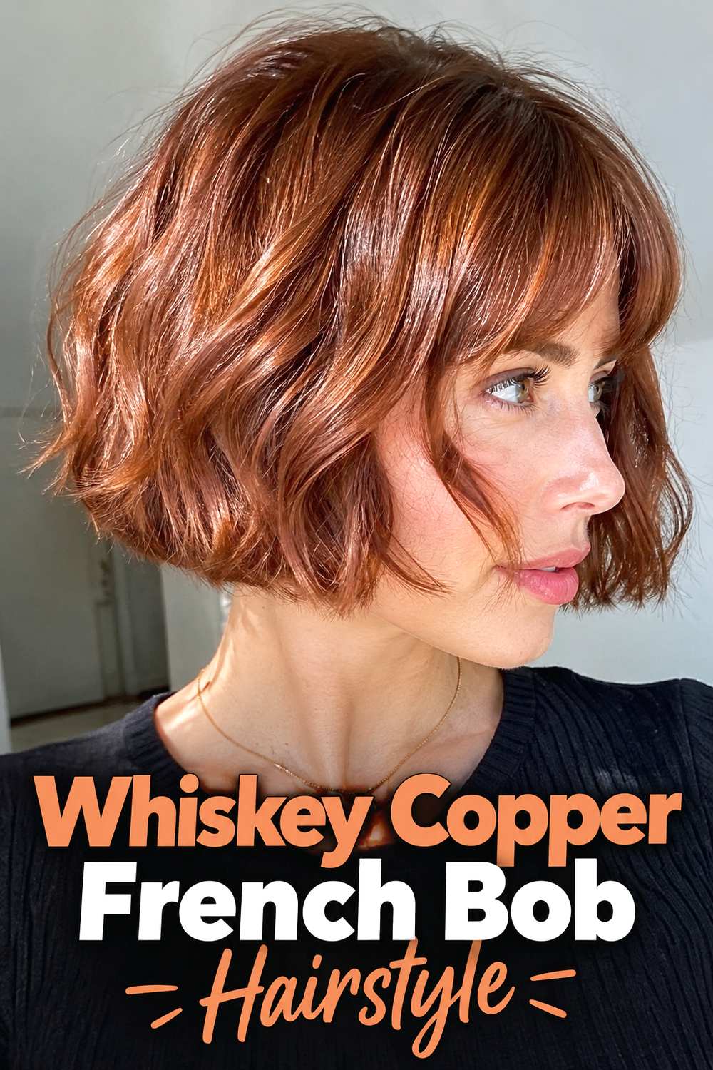13. Whiskey Copper French Bob Hairstyle