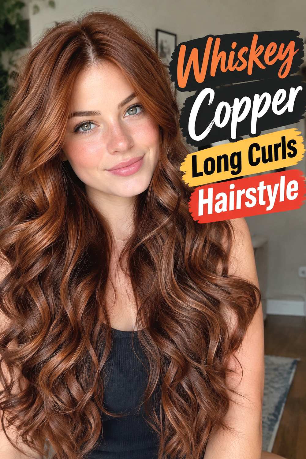 10. Whiskey Copper Long Curls Hairstyle