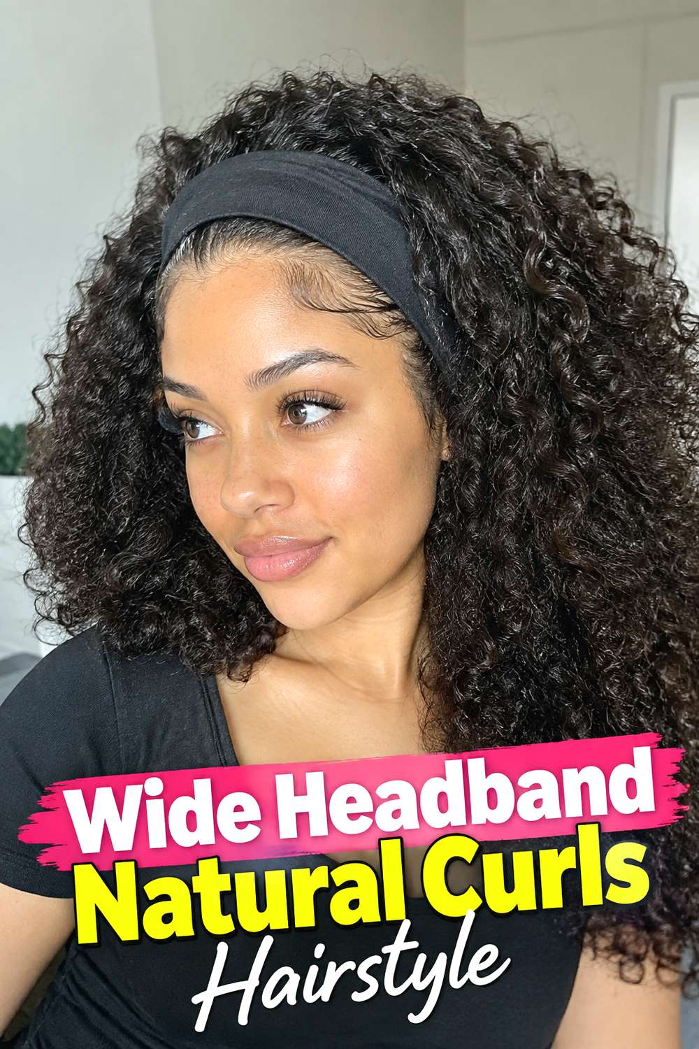 Wide Headband Natural Curls Hairstyle