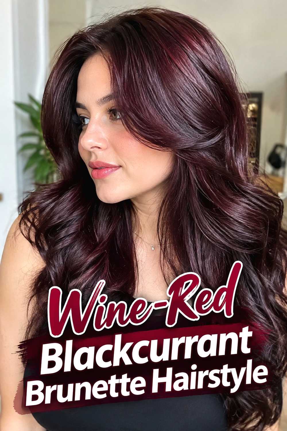 14. Wine Red Blackcurrant Brunette Hairstyle