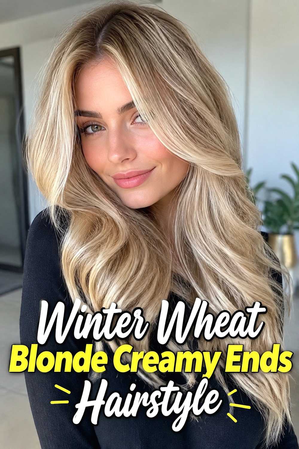 19. Winter Wheat Blonde Creamy Ends Hairstyle