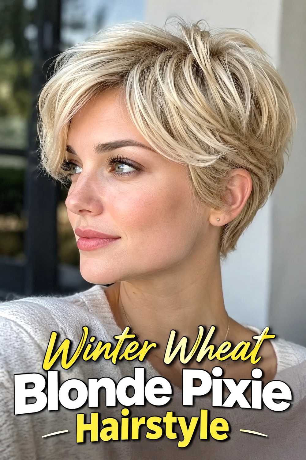 11. Winter Wheat Blonde Pixie Hairstyle