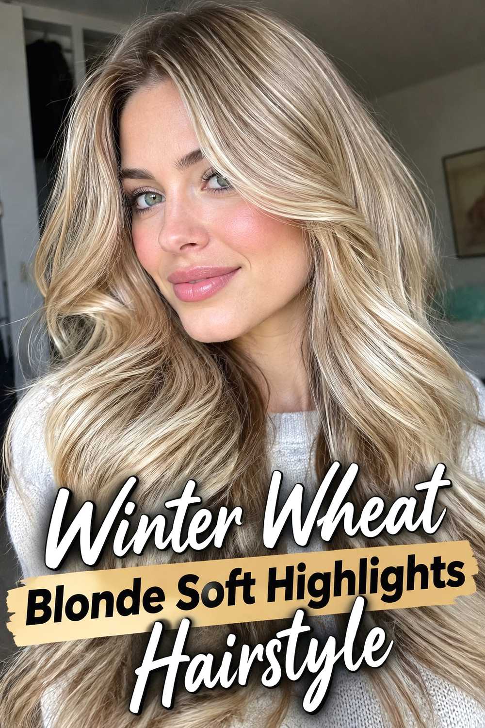15. Winter Wheat Blonde Soft Highlights Hairstyle