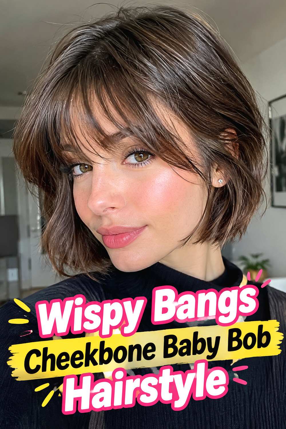 Wispy Bangs Cheekbone Baby Bob Hairstyle