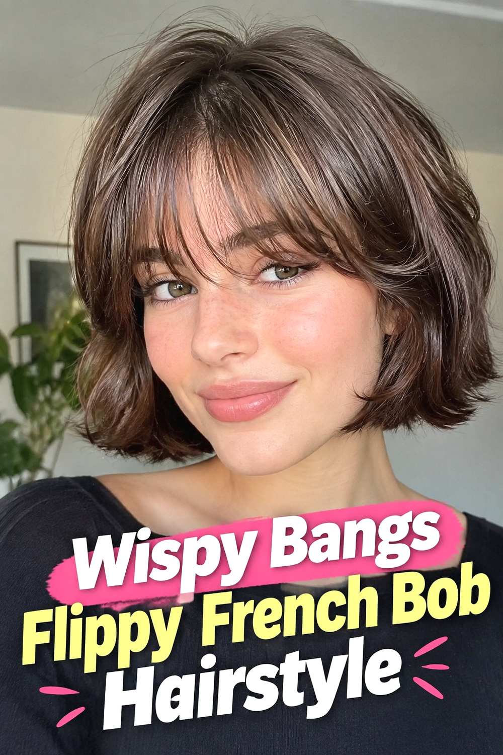 4. Wispy Bangs Flippy French Bob Hairstyle