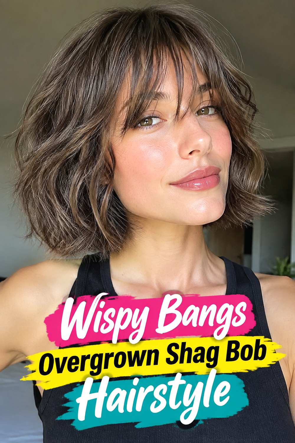 Wispy Bangs Overgrown Shag Bob Hairstyle