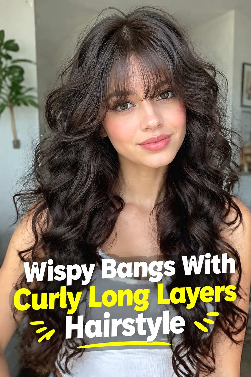Wispy Bangs With Curly Long Layers Hairstyle