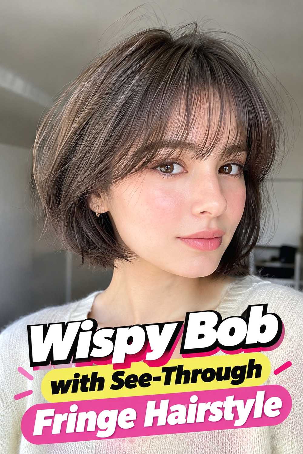 2. Wispy Bob With See Through Fringe Hairstyle