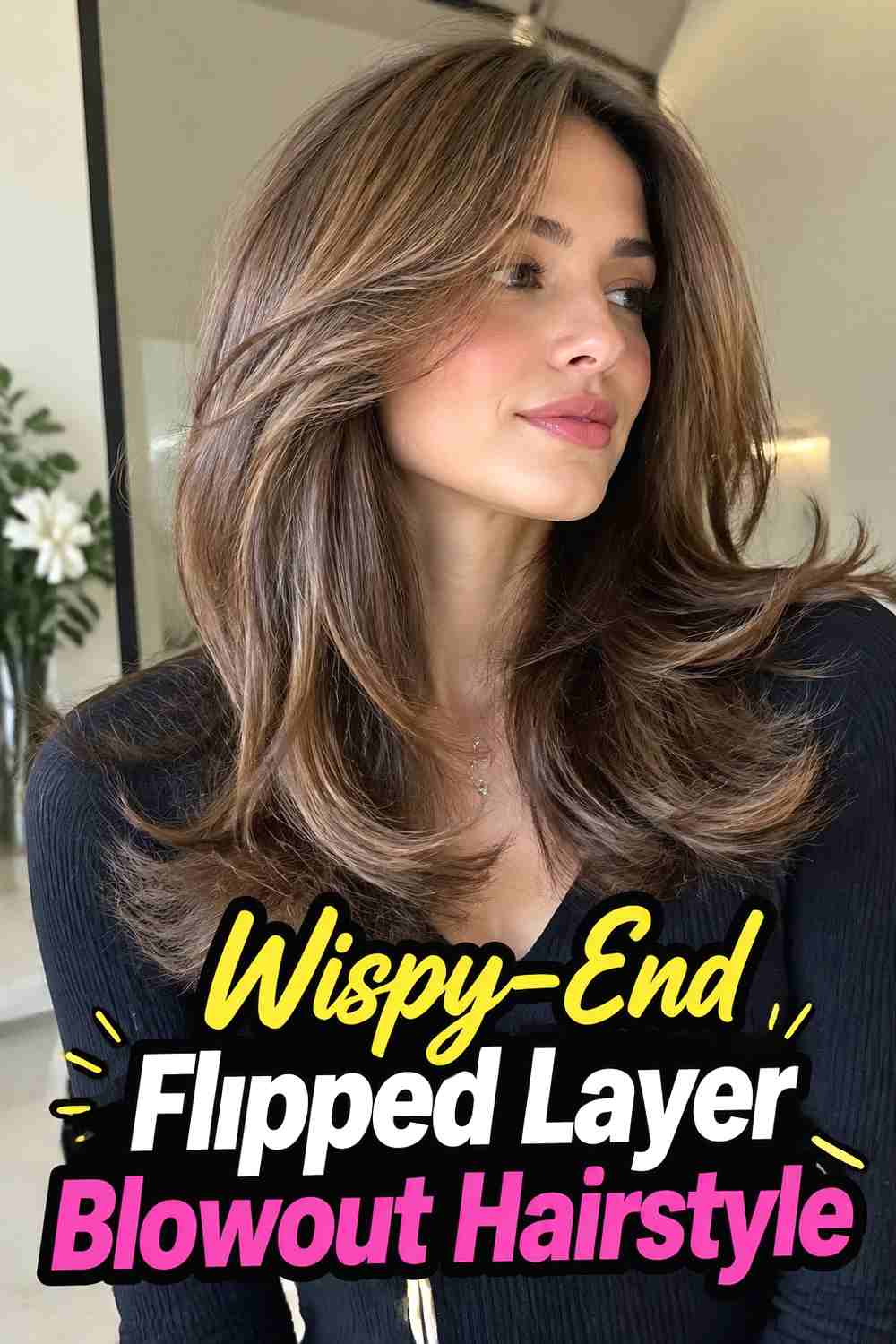 11. Wispy End Flipped Layer Blowout Hairstyle