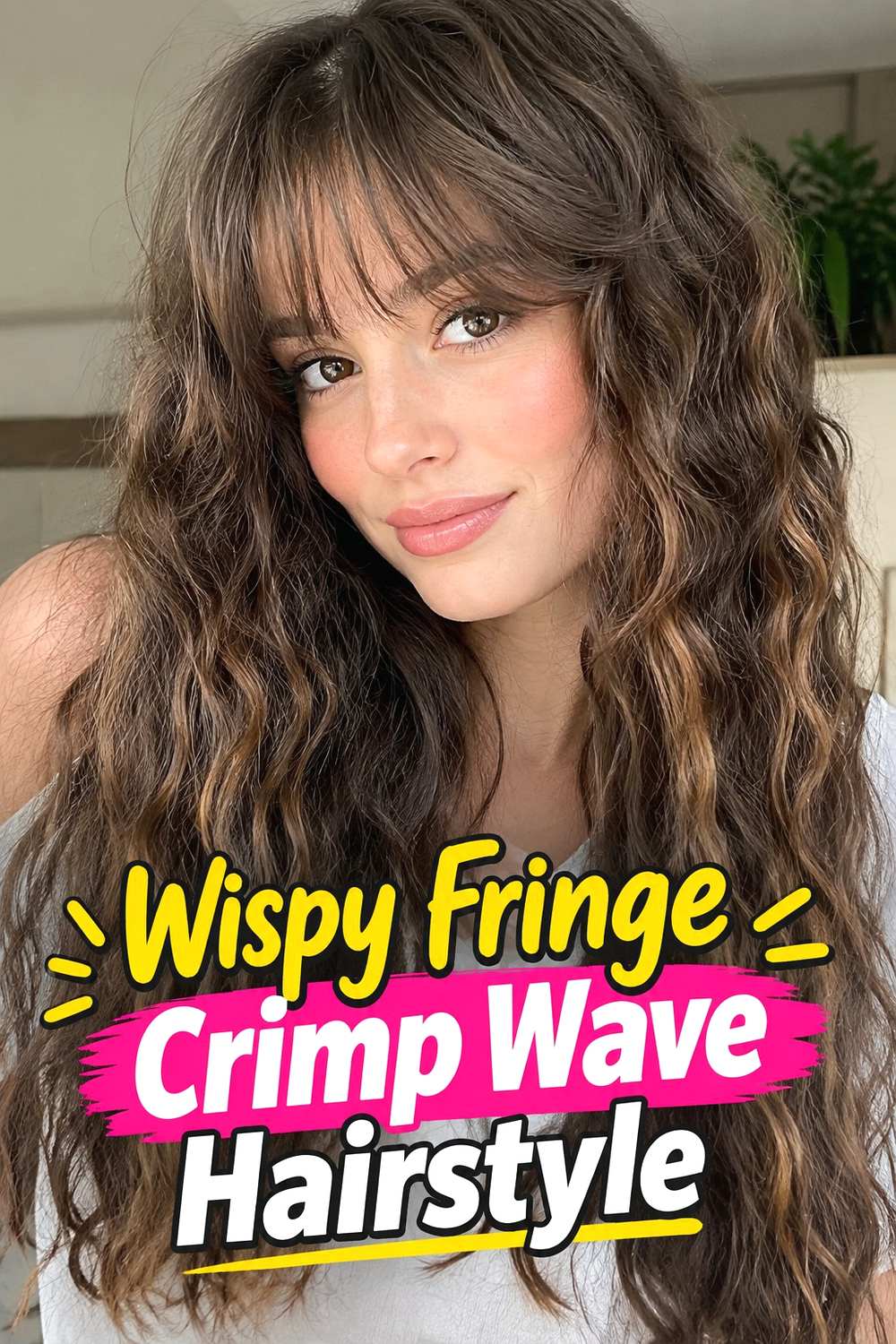 12. Wispy Fringe Crimp Wave Hairstyle