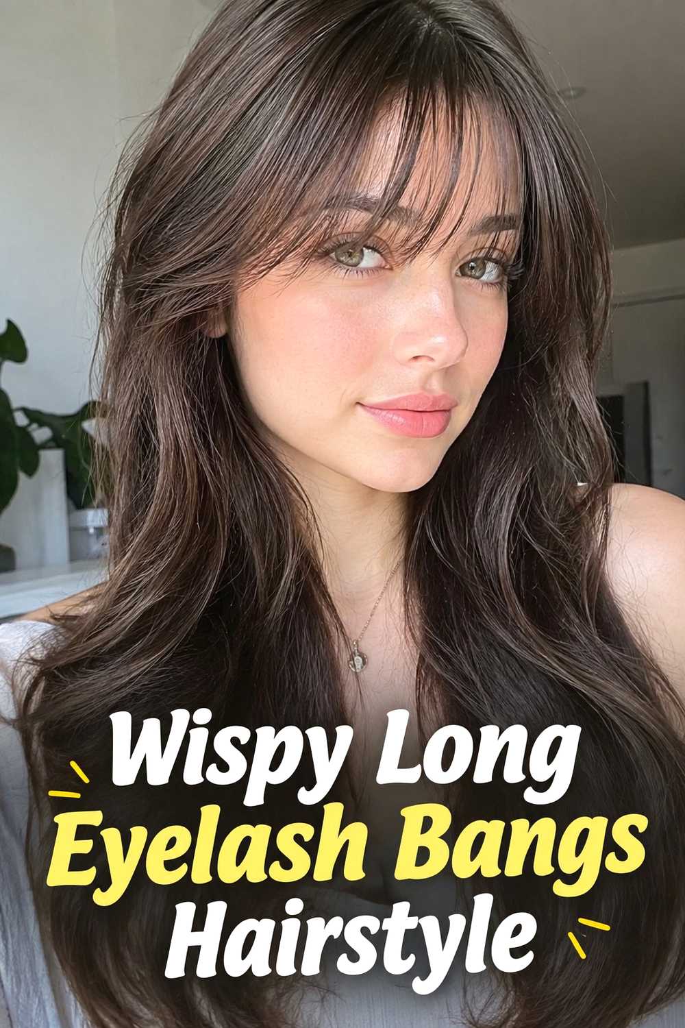 2. Wispy Long Eyelash Bangs Hairstyle