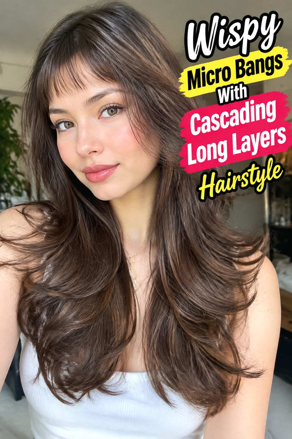 Wispy Micro Bangs With Cascading Long Layers Hairstyle