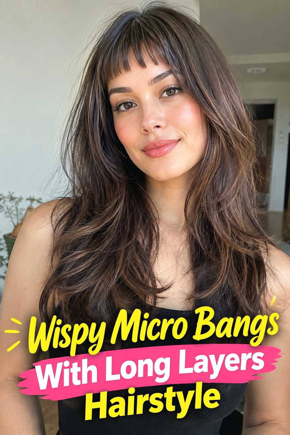 2. Wispy Micro Bangs With Long Layers Hairstyle