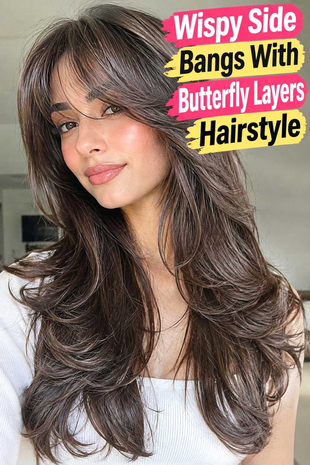 9. Wispy Side Bangs With Butterfly Layers Hairstyle