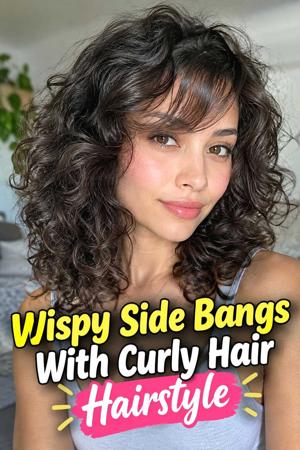 10. Wispy Side Bangs With Curly Hair Hairstyle