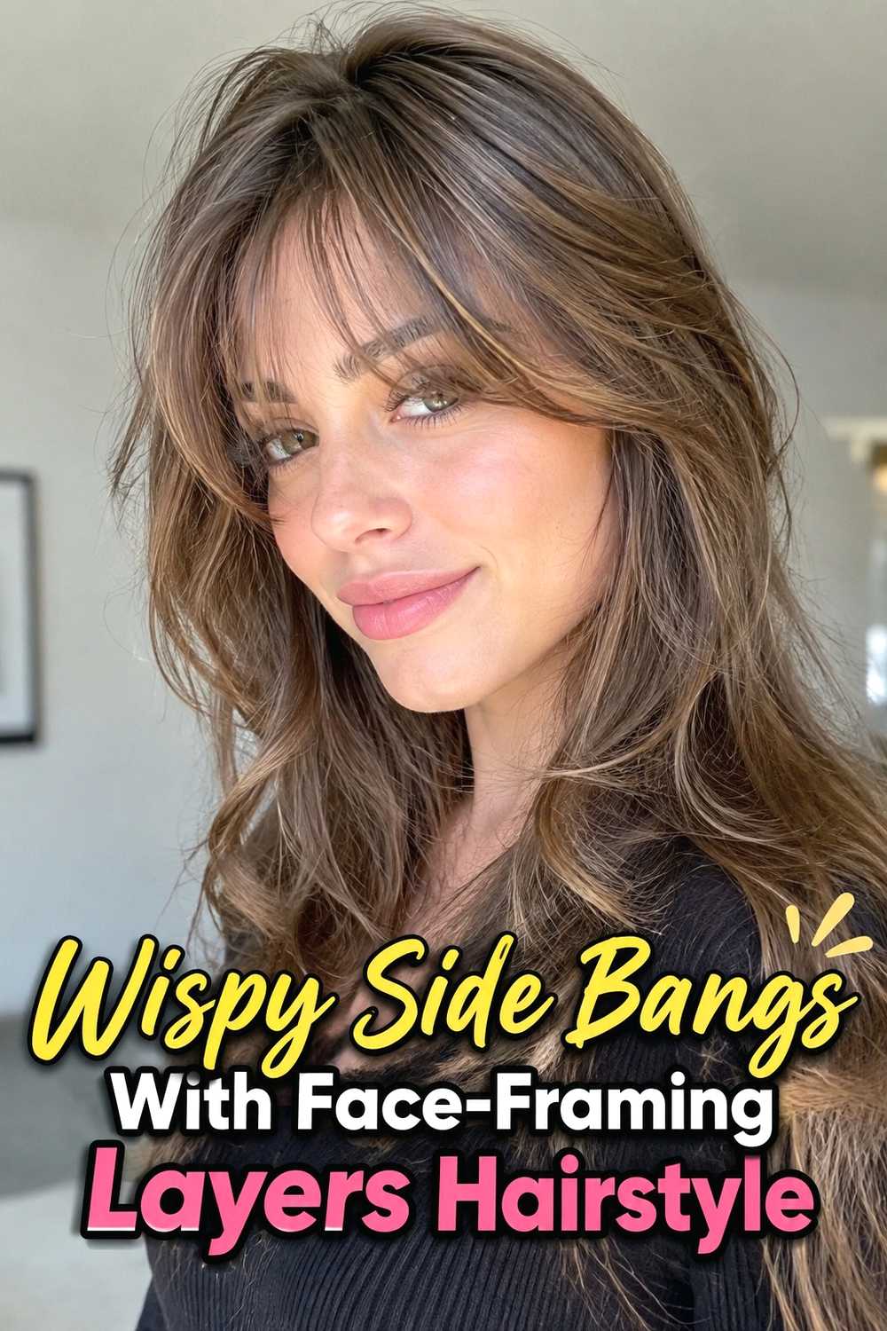 3. Wispy Side Bangs With Face Framing Layers Hairstyle