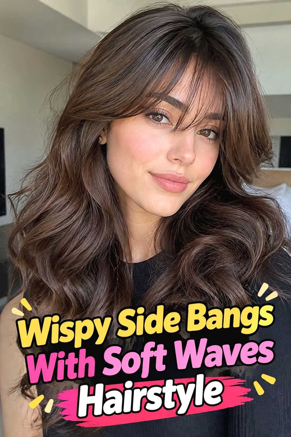 4. Wispy Side Bangs With Soft Waves Hairstyle