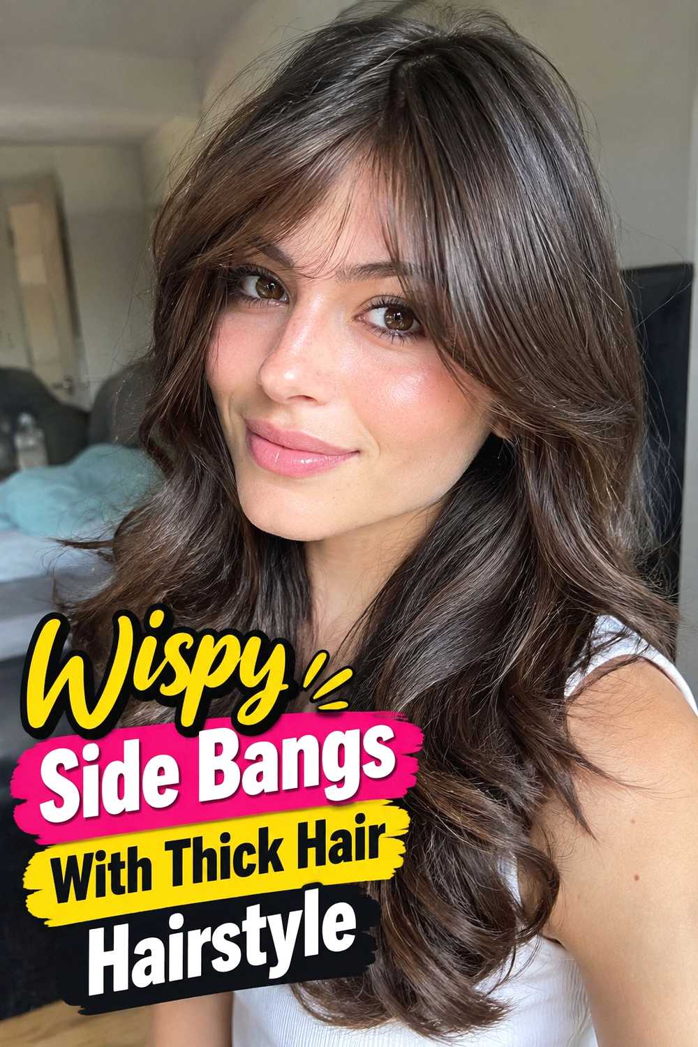 11. Wispy Side Bangs With Thick Hair Hairstyle