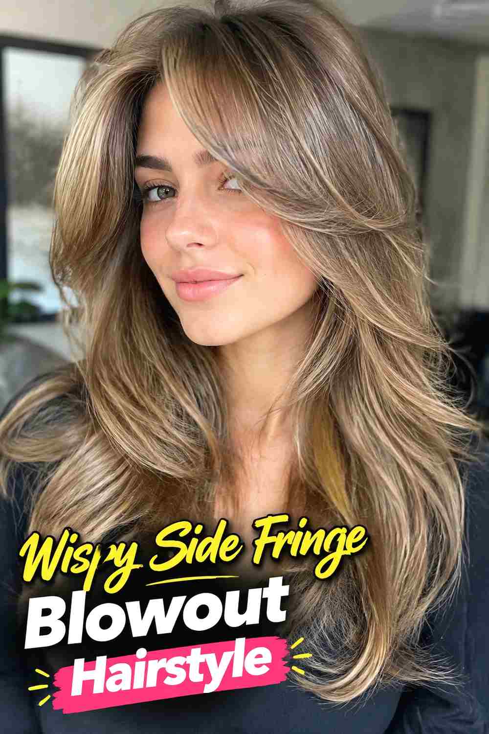 11. Wispy Side Fringe Blowout Hairstyle