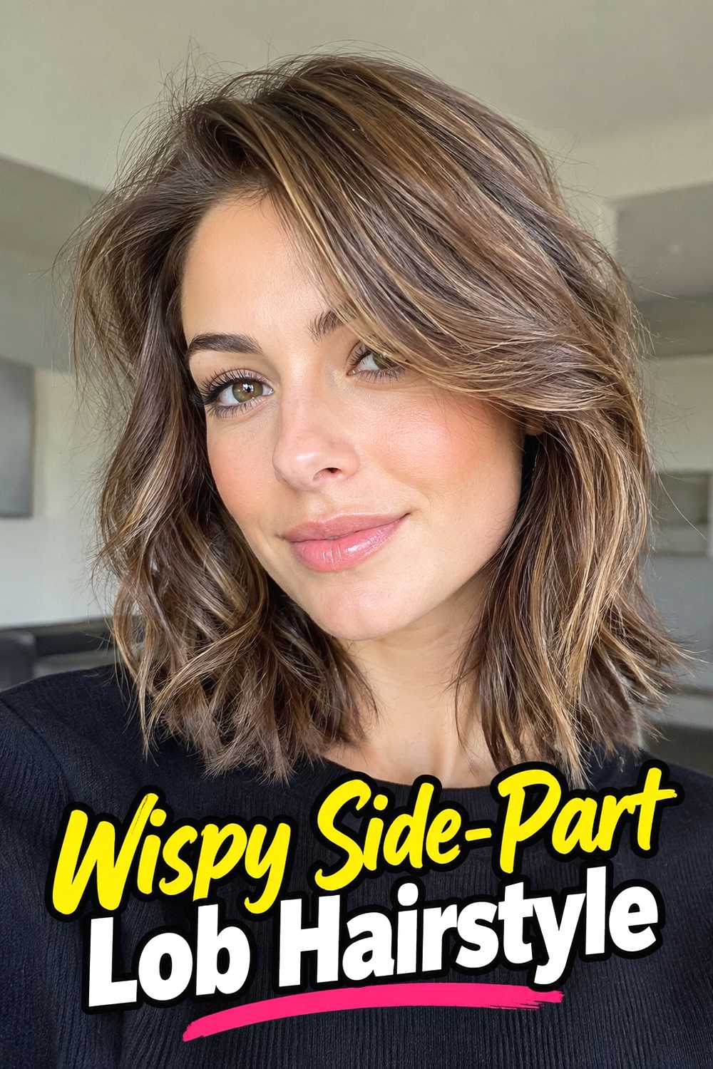 3. Wispy Side Part Lob Hairstyle