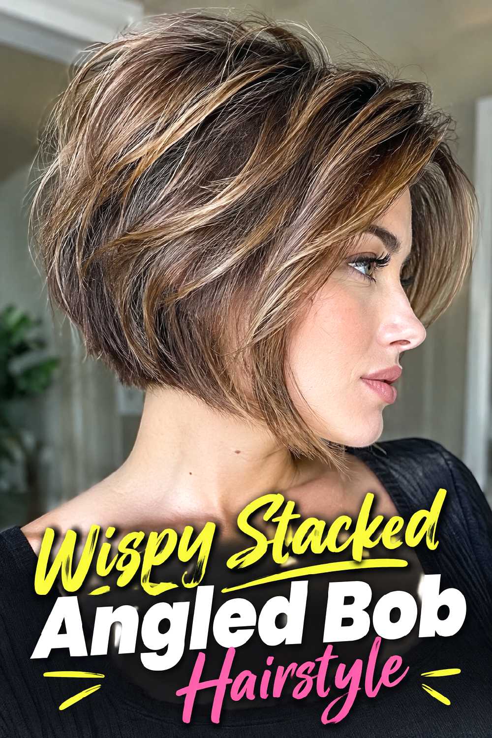 Wispy Stacked Angled Bob Hairstyle