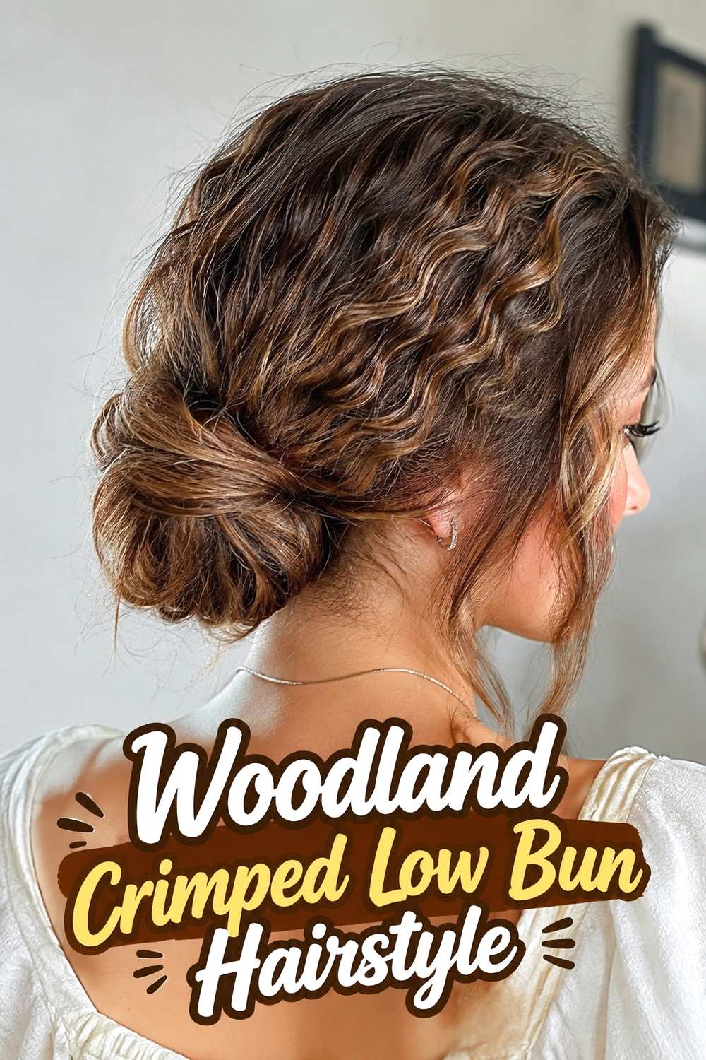 5. Woodland Crimped Low Bun Hairstyle
