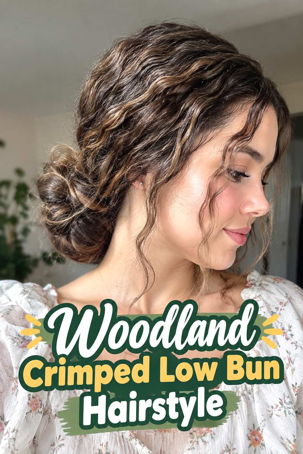 Woodland Crimped Low Bun Hairstyle