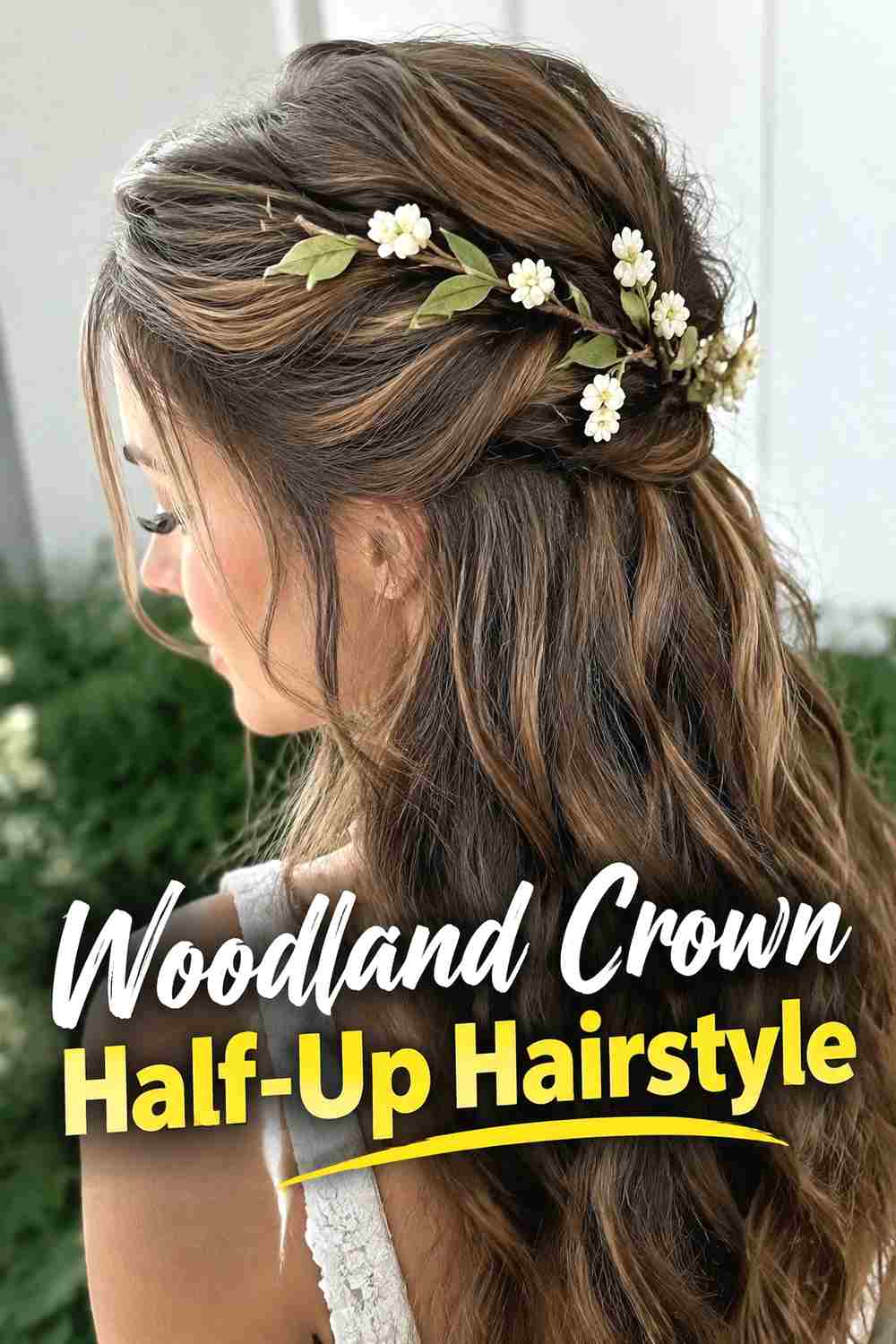 15. Woodland Crown Half Up Hairstyle