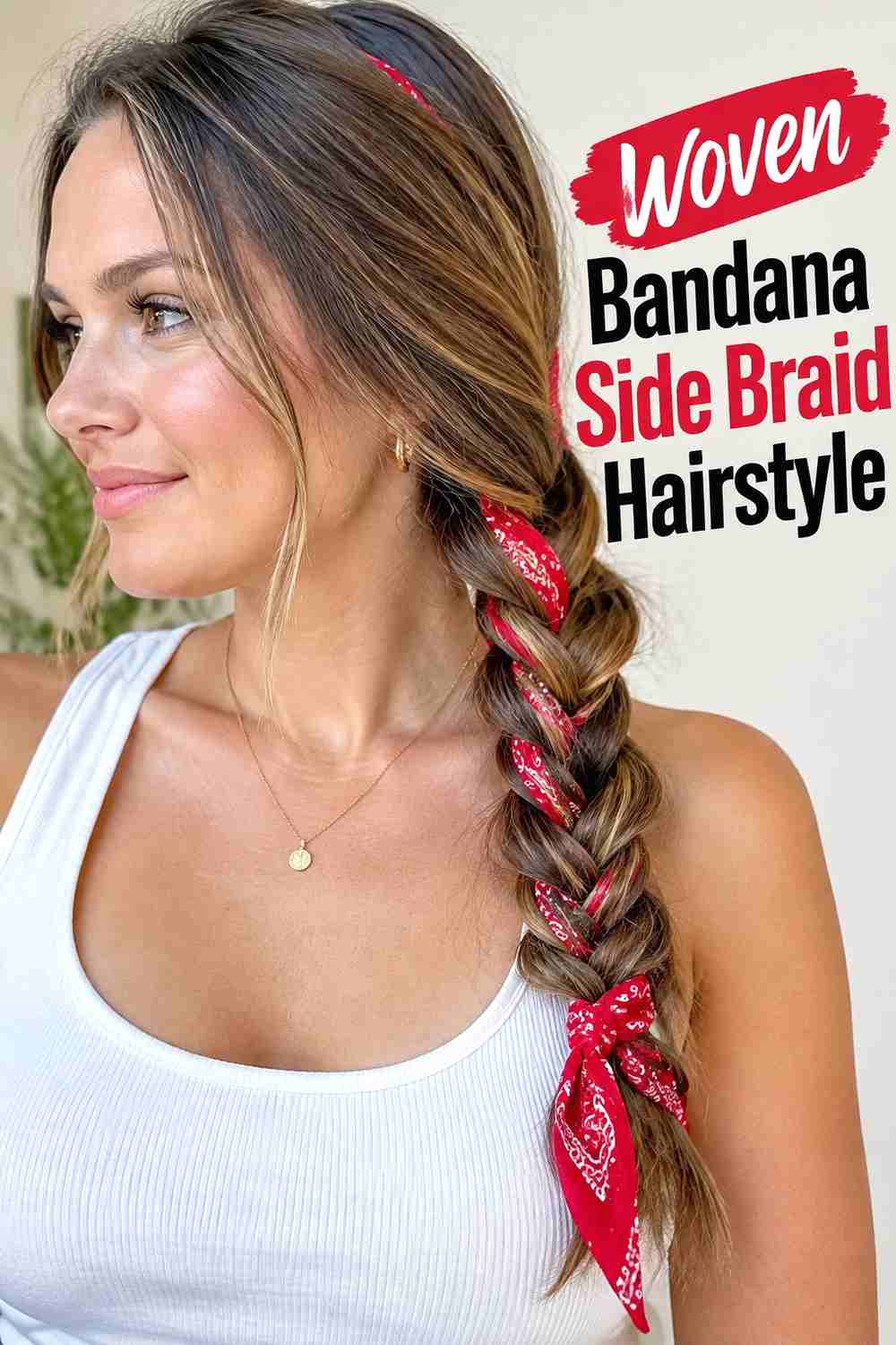 2. Woven Bandana Side Braid Hairstyle