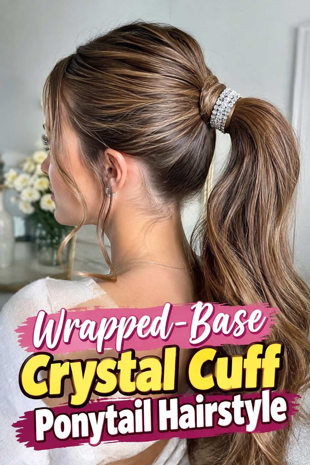 12. Wrapped Base Crystal Cuff Ponytail Hairstyle