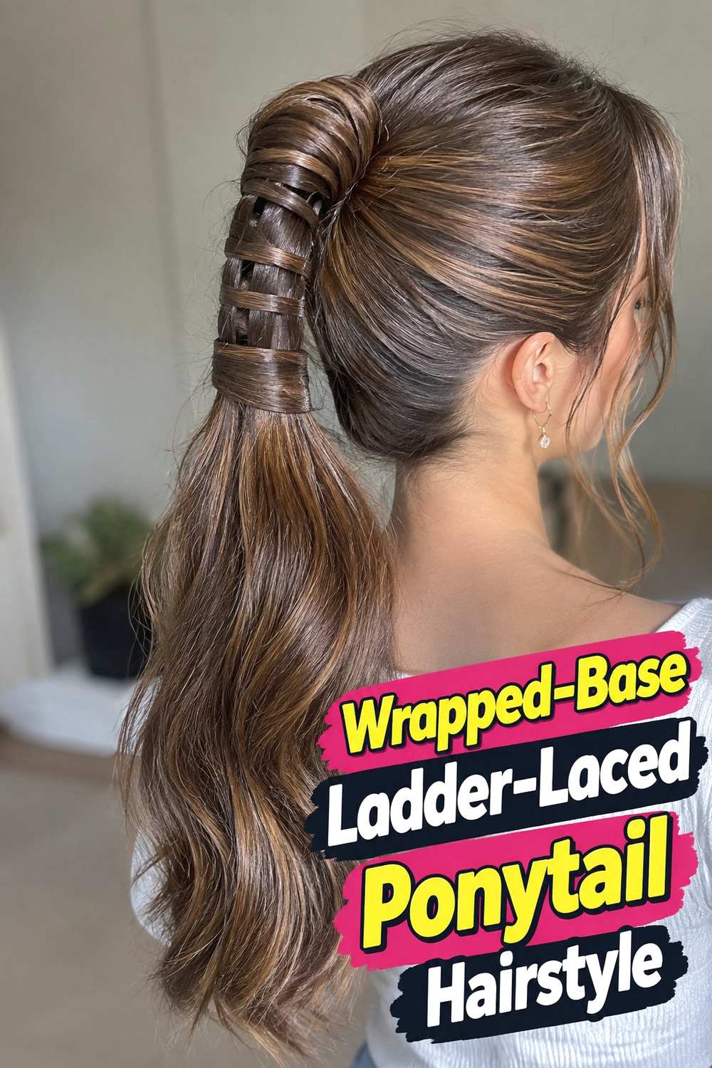 11. Wrapped Base Ladder Laced Ponytail Hairstyle