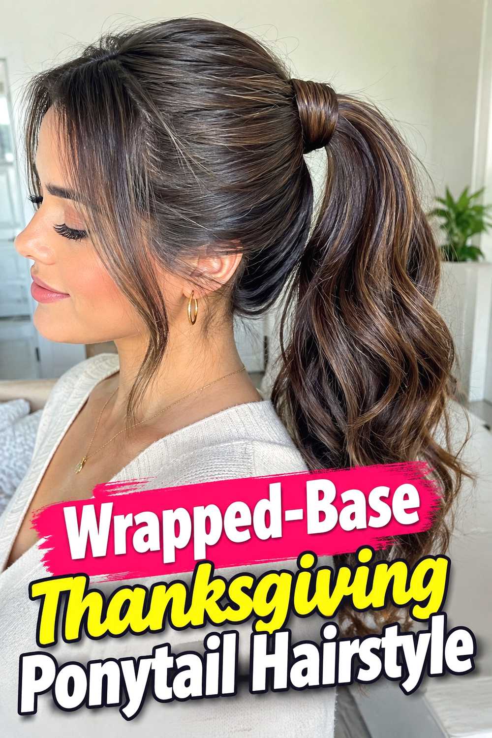 9. Wrapped Base Thanksgiving Ponytail Hairstyle