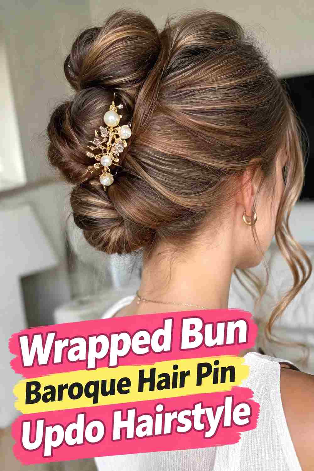 13. Wrapped Bun Baroque Hair Pin Updo Hairstyle