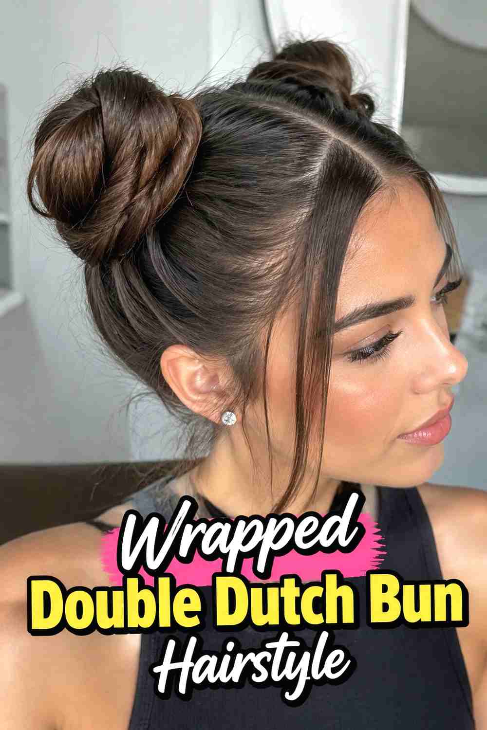 9. Wrapped Double Dutch Bun Hairstyle